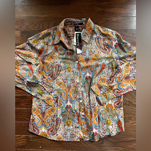 Peck & Peck Women’s Button Down Pattern Blouse NWT Size 14 - Picture 3 of 8
